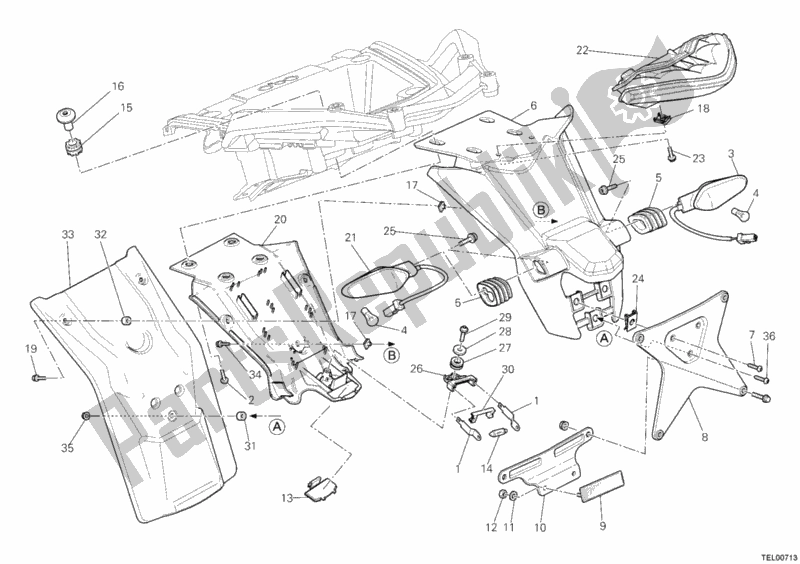 Tutte le parti per il Portatarga - Fanale Posteriore Aus del Ducati Multistrada 1200 ABS 2011